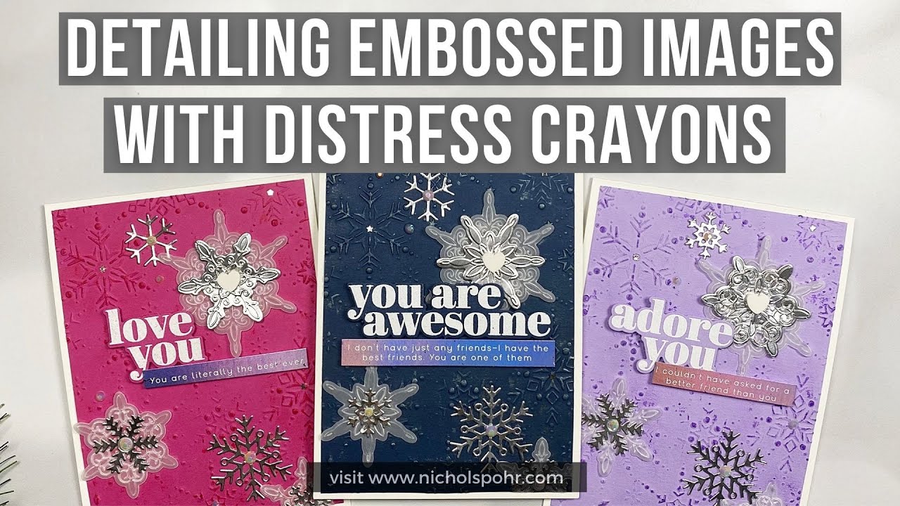 Detailing Embossed Images with Distress Crayons - YouTube