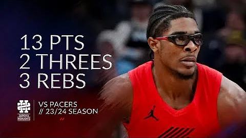 Scoot Henderson 13 pts 2 threes 3 rebs vs Pacers 23/24 season