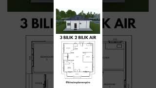 Rumah 3 bilik 2 bilik design 3d Contoh