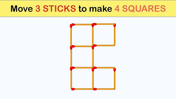 Move 3 STICKS to make 4 SQUARES || Matchstick Puzzle