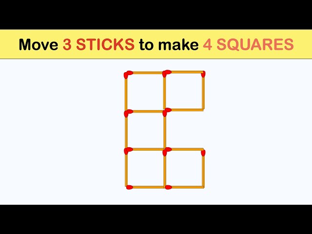 Puzzle  Tricky Matchstick Problem (move 3 matchsticks to get 3 squares) -  GeeksforGeeks