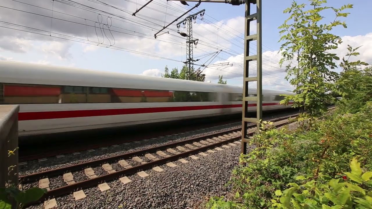 Two ICE 1 Trains Passing Each Other at 250+ Km/h at Nörten-Hardenberg Station, Germany