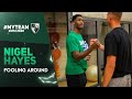 Nigel Hayes fooling around during his first look at Zalgiris