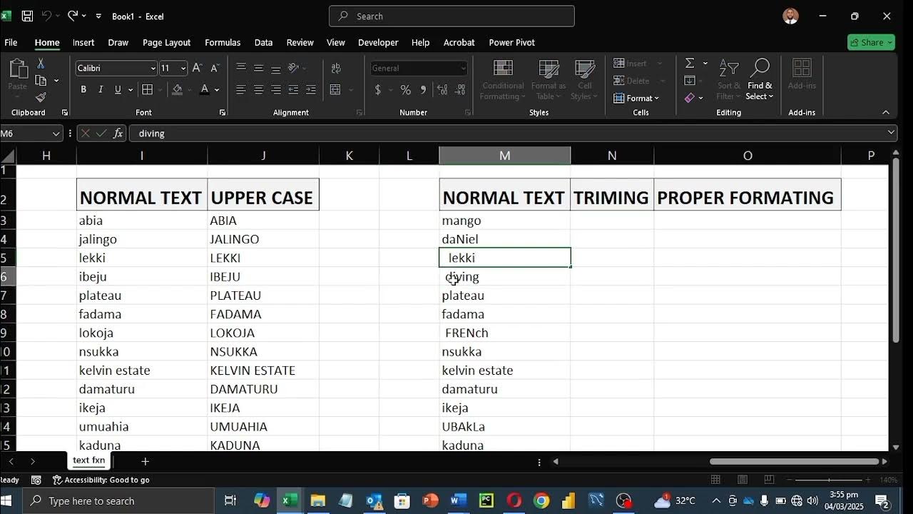 Basic Text functions in Microsoft Excel 💚🤍 - YouTube