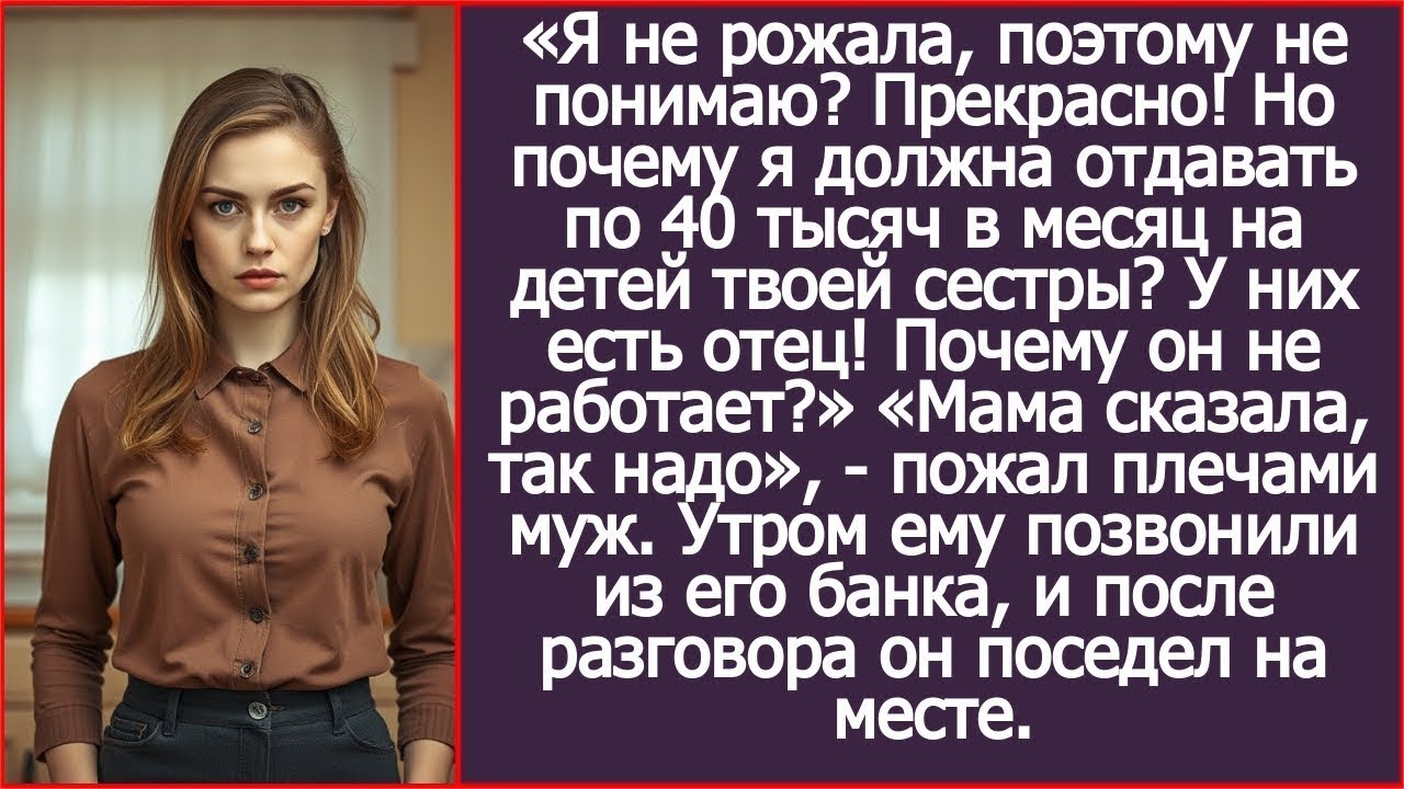 Я должна отдавать по 40 тысяч в месяц на детей твоей сестры? У них есть отец! Почему он не работает?