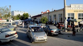 Поездка по первому маршруту Самаркандского трамвая в сторону вокзала