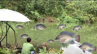 Fishing at the lake on a high mountain full of fun