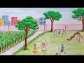 How to draw  scenery of Children's play step by step