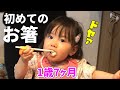 【 1歳7ヶ月 】食いしん坊娘がちょっと早めのお箸デビュー！初めてなのに意外と上手⁉ おはしの練習 #1【育児Vlog】