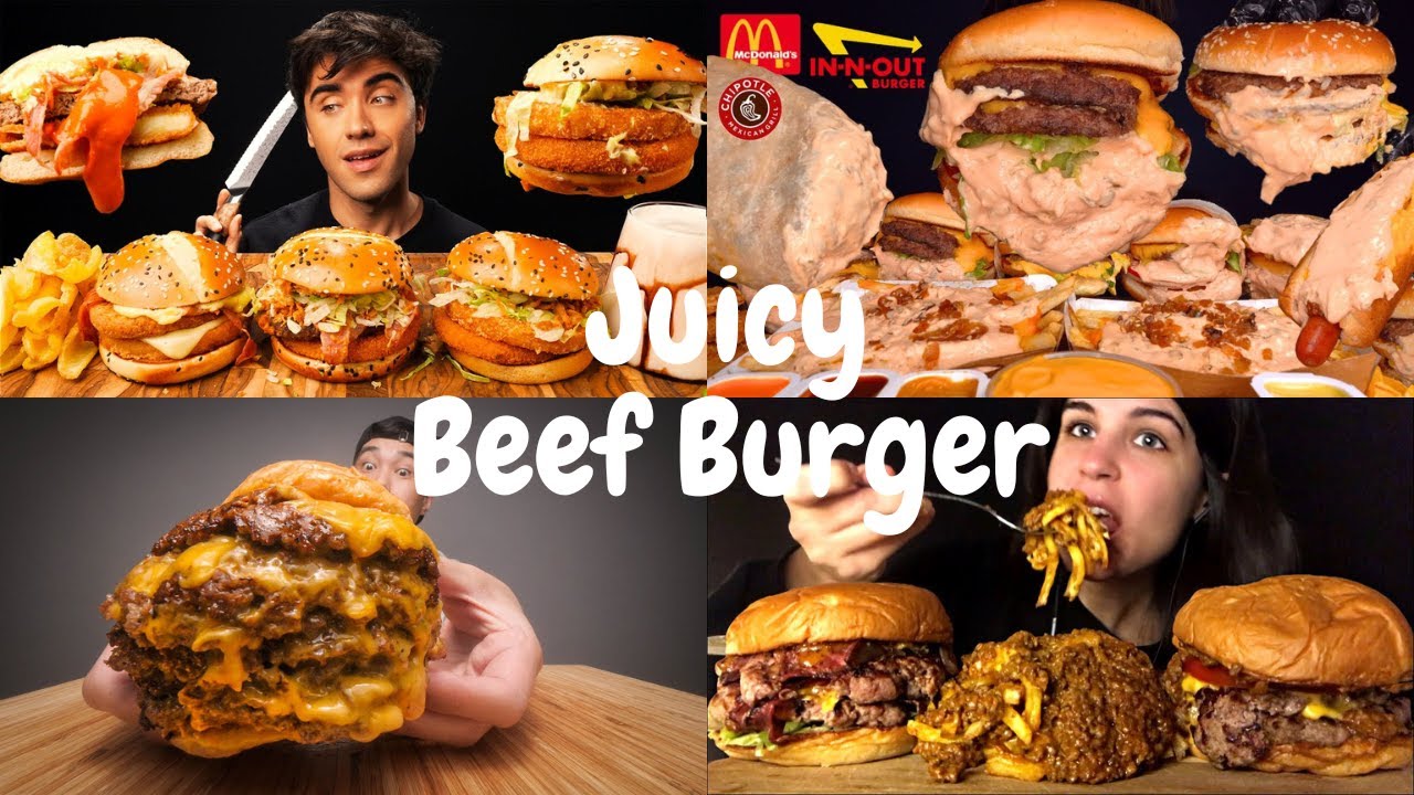 🍔 ASMR Eating Juicy Beef Burger 🍔 | Extreme Burger Bites & Crunchy Sounds