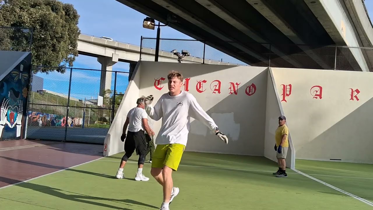 Erik and Ricardo vs German and Juan 1st game Chicano Park Handball tournament 
