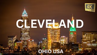 Cleveland Ohio In 4K Night View Of City By Drone Usa