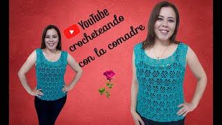 tutorial blusa Ale a crochet con hilo cristal  parte #1facil y rápido crocheteando con la comadre