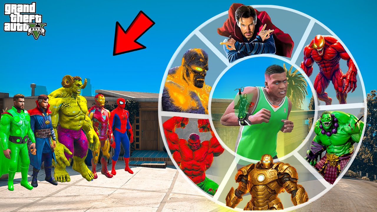 Franklin Try New Avengers Ben 10 Watch And Become Superhero in GTA 5!