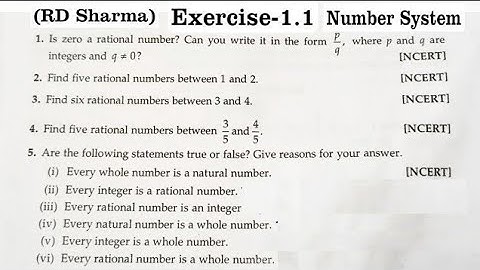 RD Sharma Class 9 Chapter 1 Number System Exercise 1.1 Q1 to Q5 solutions