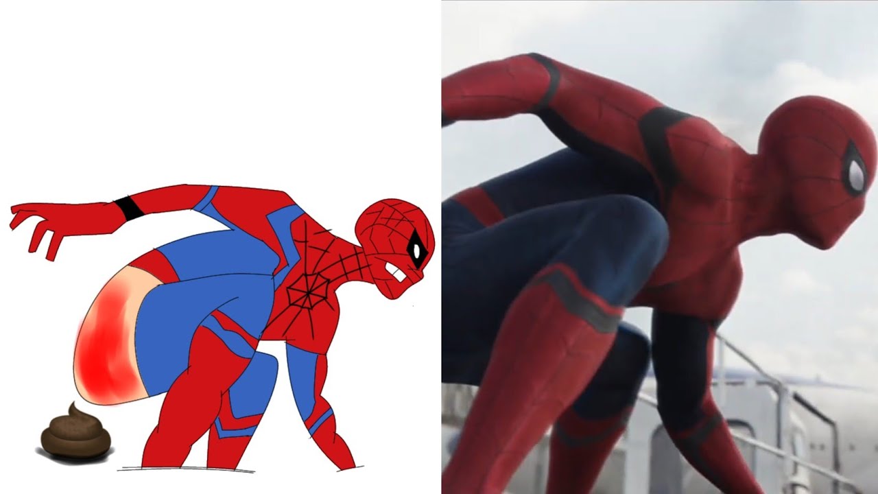 Spider man vs Captain America - Airport Battle | Drawing meme 