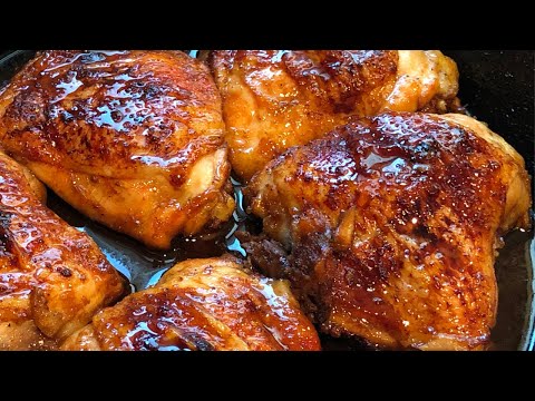 How to Make Juicy Oven Baked Teriyaki Chicken Thighs | Cast Iron Skillet Glazed Baked Chicken Thighs