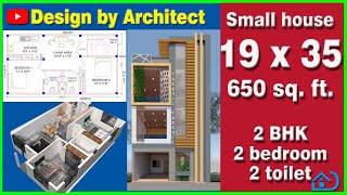 19 x 35 House Design | घर का नक्शा |19 x 35 House Plan 2 BHK| Vastu| 19 x 35 Ghar Ka Naksha|650 sqft