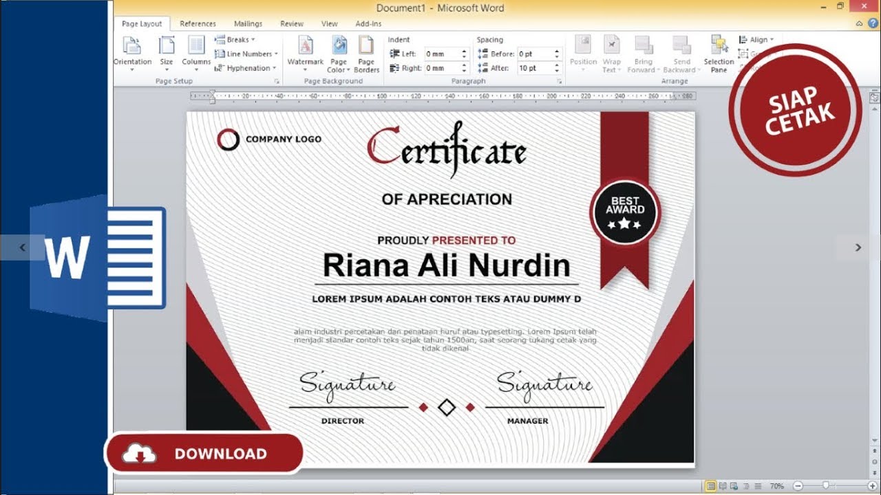 Download Frame Sertifikat Word
