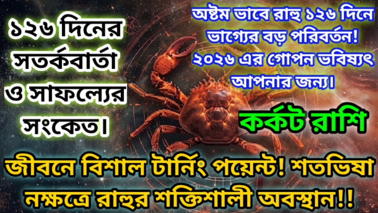 কর্কট রাশি ১২৬ দিনের সতর্কবার্তা ও সাফল্যের সংকেত। ২০২৬ এ ভাগ্যের বড় পরিবর্তন।#rashifal #কর্কট