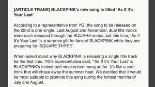 Blackpink release only single song and News for Next Square three ?