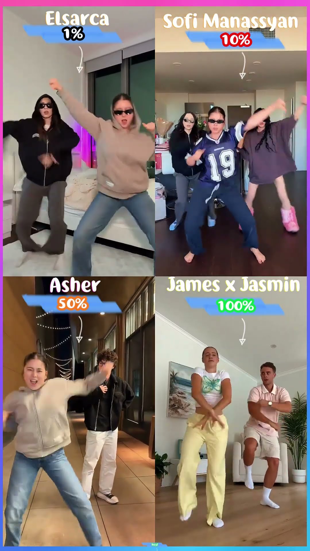 CAN YOU FIND THE TWIN ?? Elsarca x Sofi Manassyan x Asher x James and Jasmin #dance #trend #viral