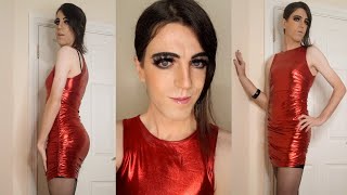 Crossdresser Michelle Diaz Boy To Girl Sexy Red Dress Killer Heels