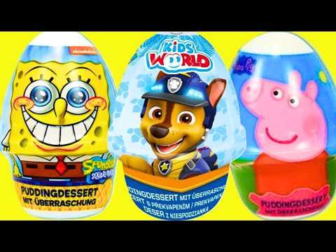 ASMR UNBOXING Spongebob Vs Peppa Pig Chocolate Pudding Compilation Videos!4 mins Satisfying Review❤️