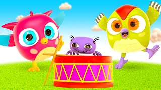 Learn musical instruments with Peck Peck the Woodpecker & Hop Hop the Owl | Baby cartoons.