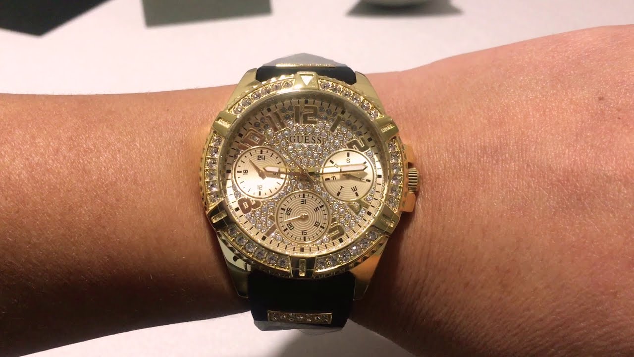 Rubber - Crystals Lady W1160L1 E-oro.gr Black - Frontier GUESS YouTube Strap