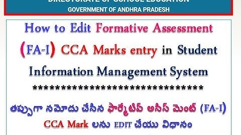 How to Edit Formative Assessment  (FA-I) Marks in Student Information Management System