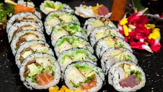 Futomaki Roll Salmon Sushi Roll Recipe How To Make Sushi Series 2019 Futomaki Sushi Roll