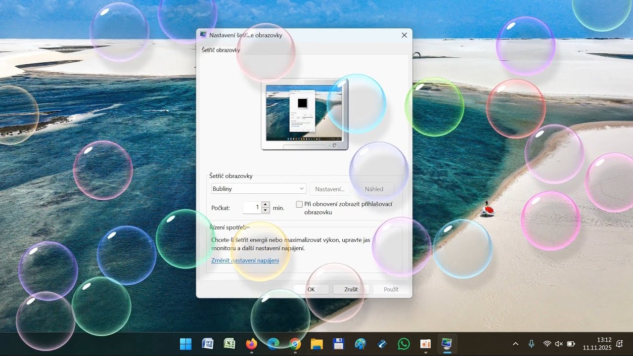 Spořič obrazovky Windows 11. Nastavení, možnosti