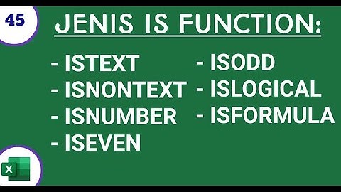 Ms.Excel: ISTEXT, ISNONTEXT, ISNUMBER, ISEVEN, ISODD, ISLOGICAL, ISFORMULA