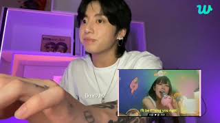JungKook reaction to seven cover on his Weverse live