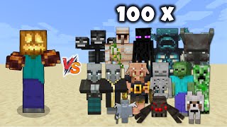 ZOMBIN vs Every Minecraft Mob x100 - Zombin (Rexy's expansion) vs All Mobs