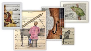 Watercolor Painting on Vintage Pages, Sheet Music