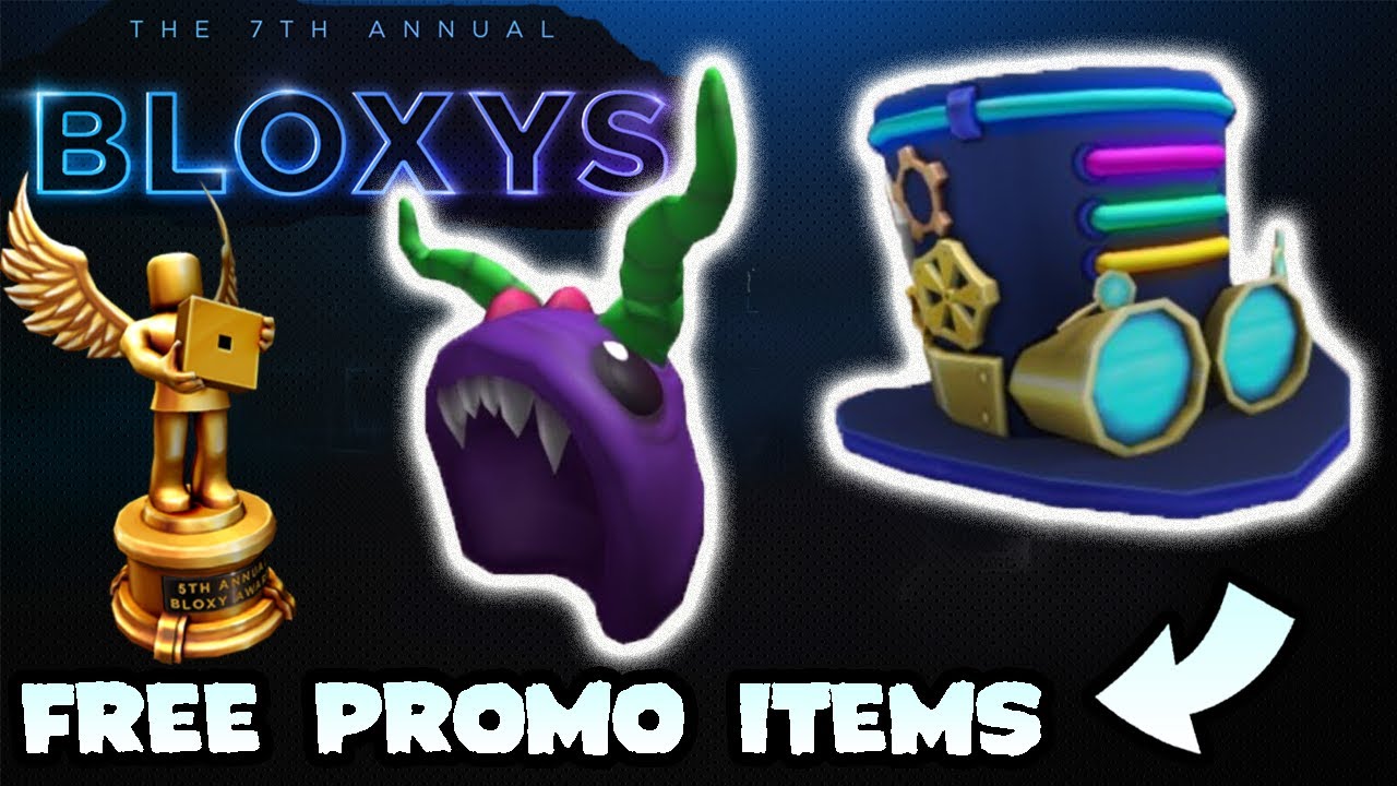 How To Get Free Bloxy Awards Promo Items 7th Annual Bloxys Roblox Youtube - roblox 5th bloxys