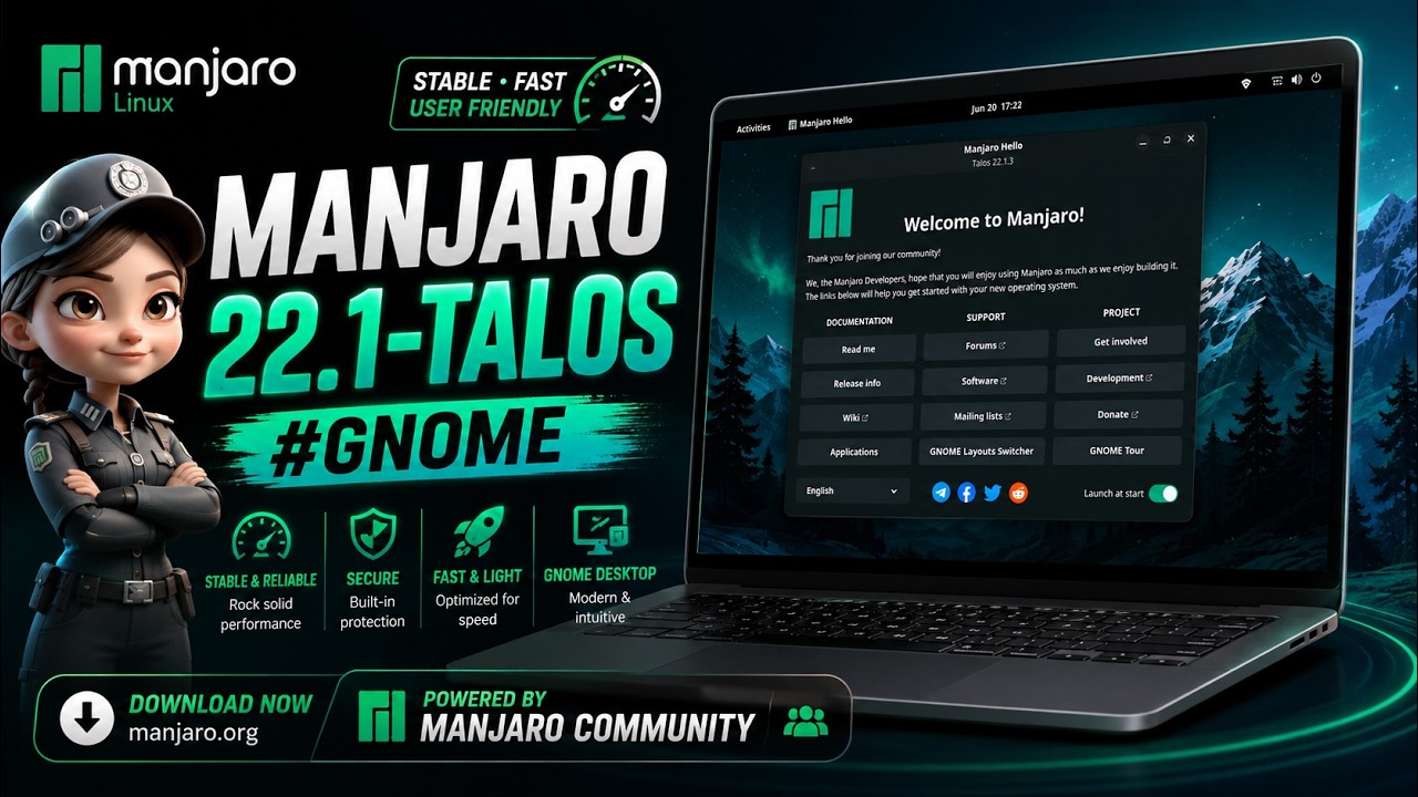Manjaro 22.1 Talos GNOME Edition | Install Overview And First look Deep ...