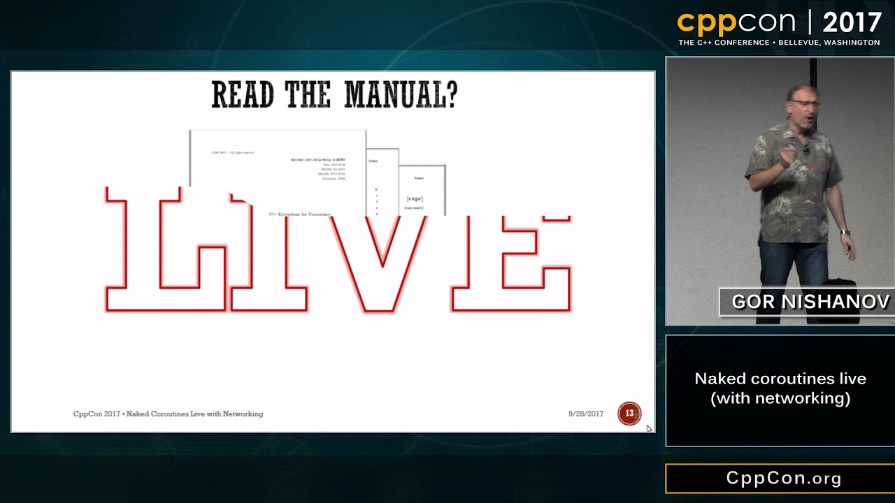 c thomas howell CppCon 2017: Gor Nishanov “Naked coroutines live (with networking)”
