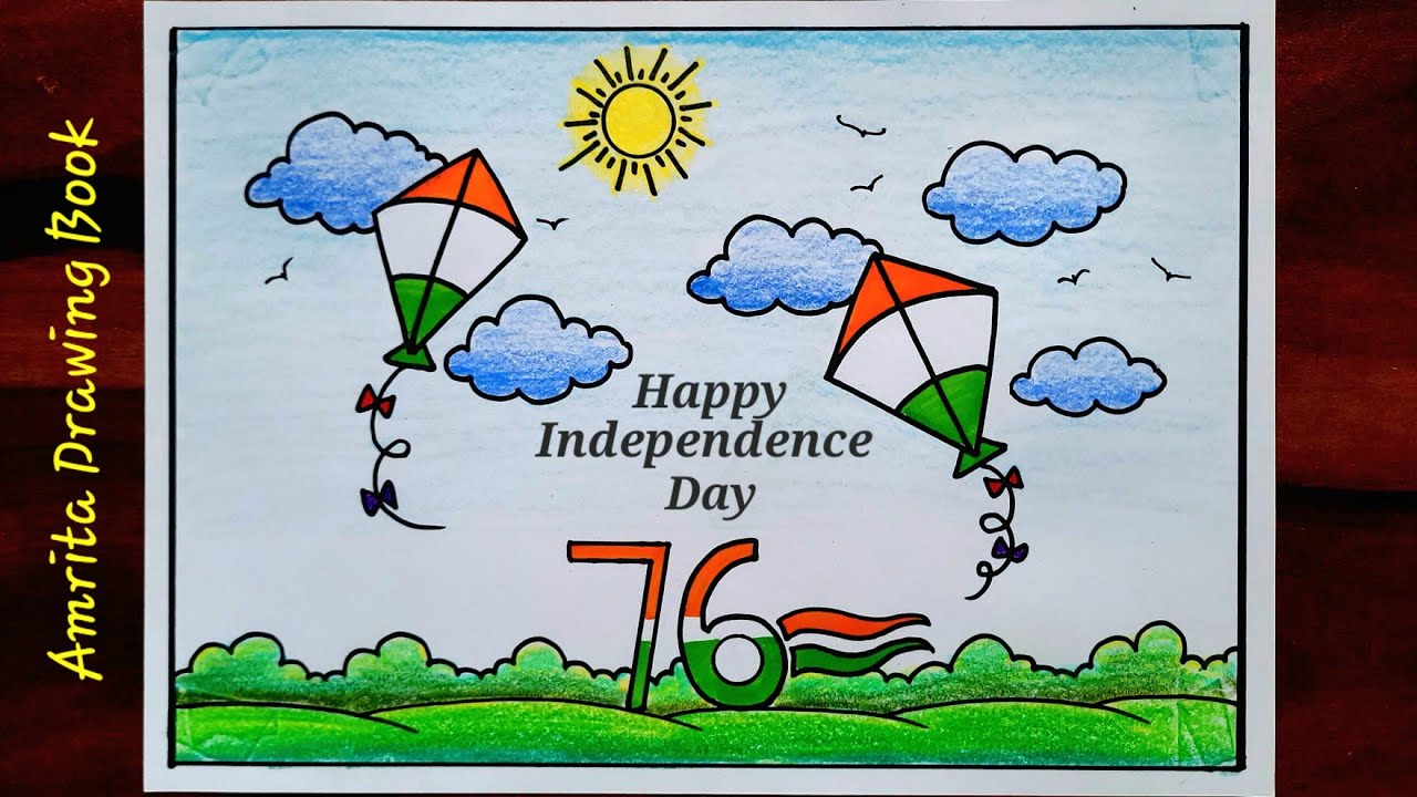 Indian National Flag Drawing| Happy Independence Day Drawing - YouTube