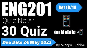 Eng201 Quiz # 1 Solve By Waqar Siddhu 30 Mcqs Quiz Spring 2023 #eng201 #quiz #spring2023