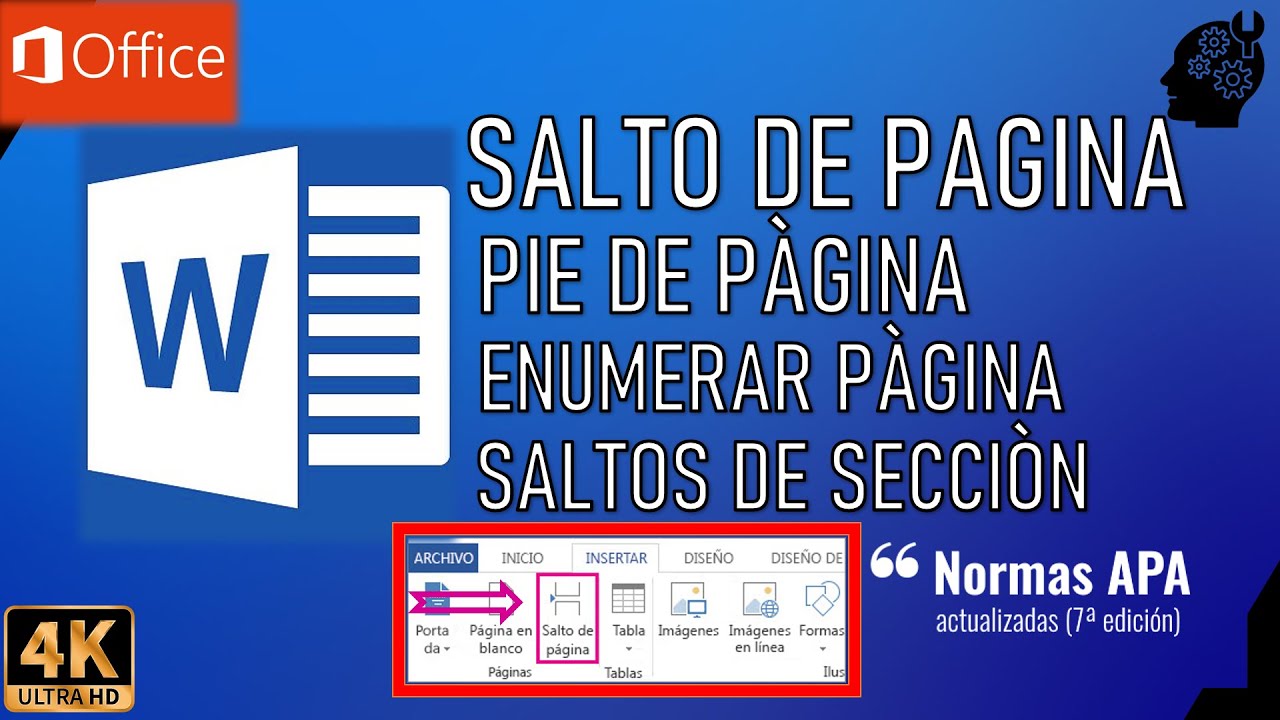 COMO HACER SALTO DE PÁGINA, PIE DE PAGINA Y ENUMERAR PAGINAS EN WORD