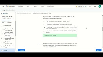 Operational Excellence and Reliability at Scale| Scaling with Google Cloud Operations| Quiz