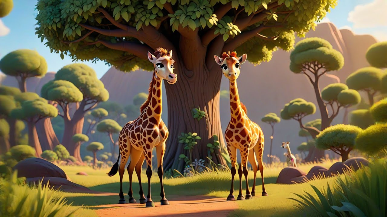 Six Little Giraffes Learn Tall and Small | Opposites Song for Kids | Nursery Rhymes and Baby Songs