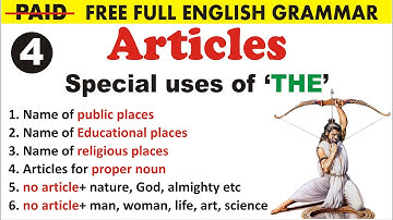 Complete Article in English Grammar | Use of A, An, The | Part 4 @UphaarClasses