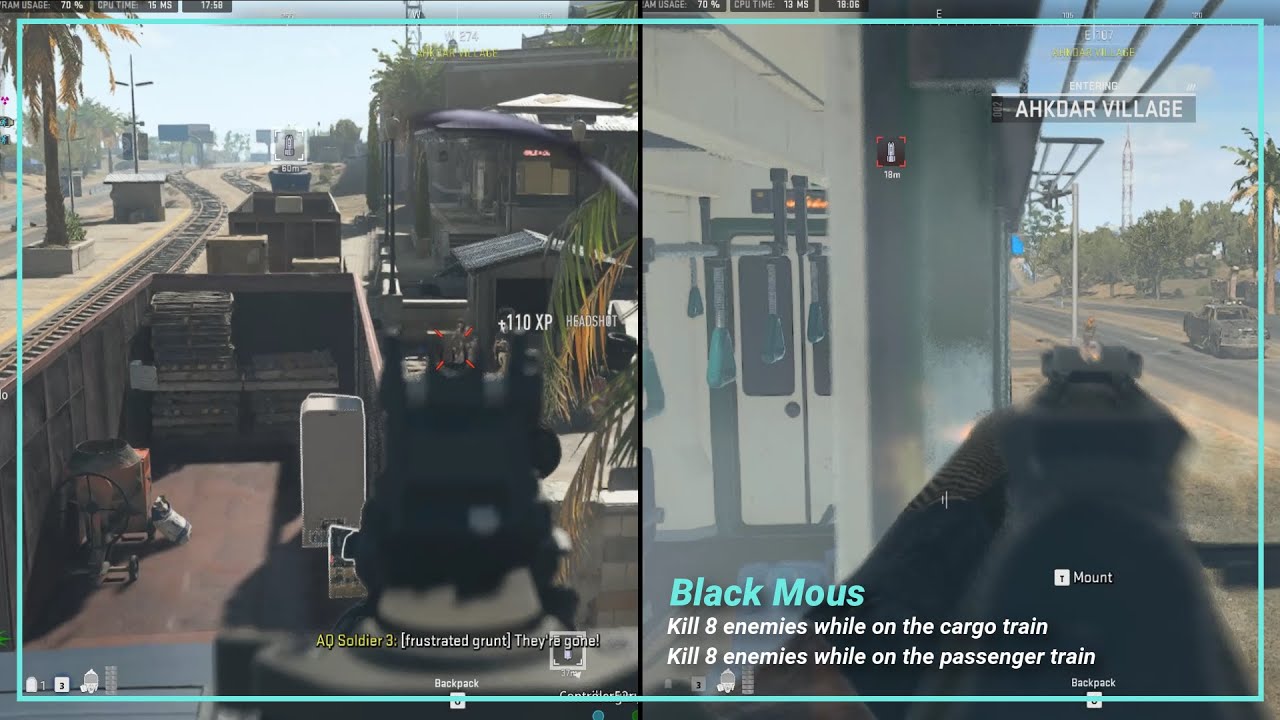 DMZ On Rails Kill 8 enemies while on the cargo train Kill 8 enemies