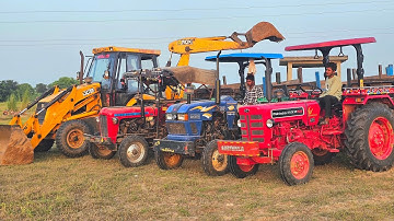 Jcb 3dx Eco Excellence Loading Red Mud in Eicher 380 Mahindra 275 New hollend 3630 Kubota Sonalika