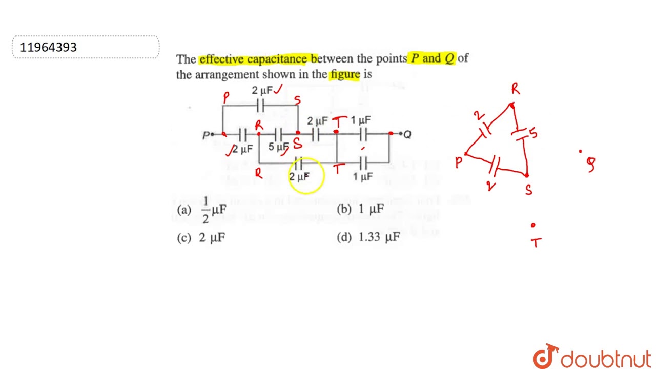 The Effective Capacitance Between The Points P And Q Of The Arrangement Shown In The Figure Is Youtube