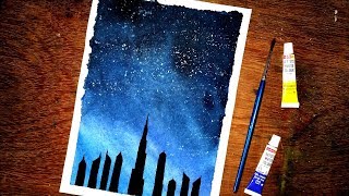 starry night watercolor sky